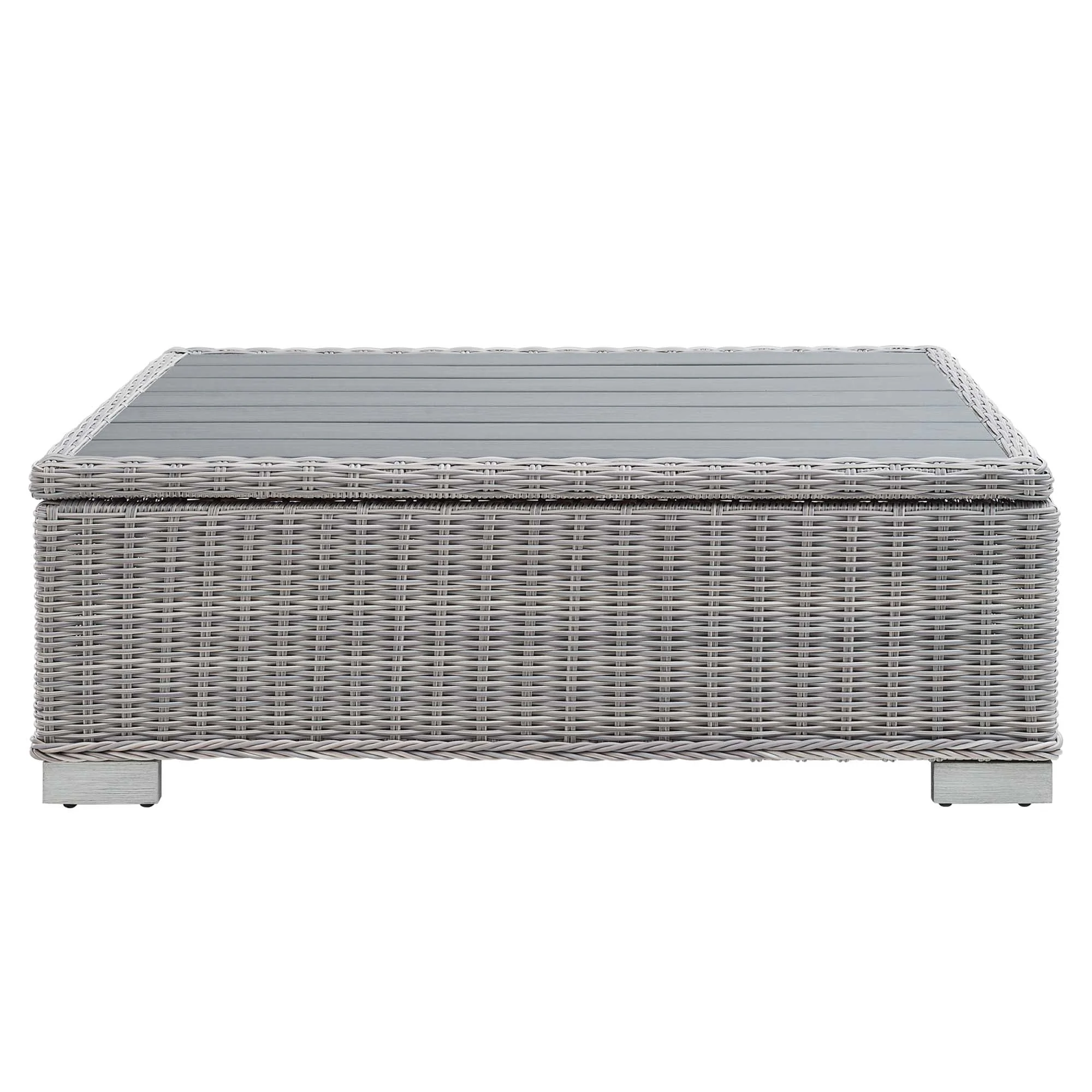 45" Light Gray Wicker Rattan Outdoor Patio Coffee Table - Image 7
