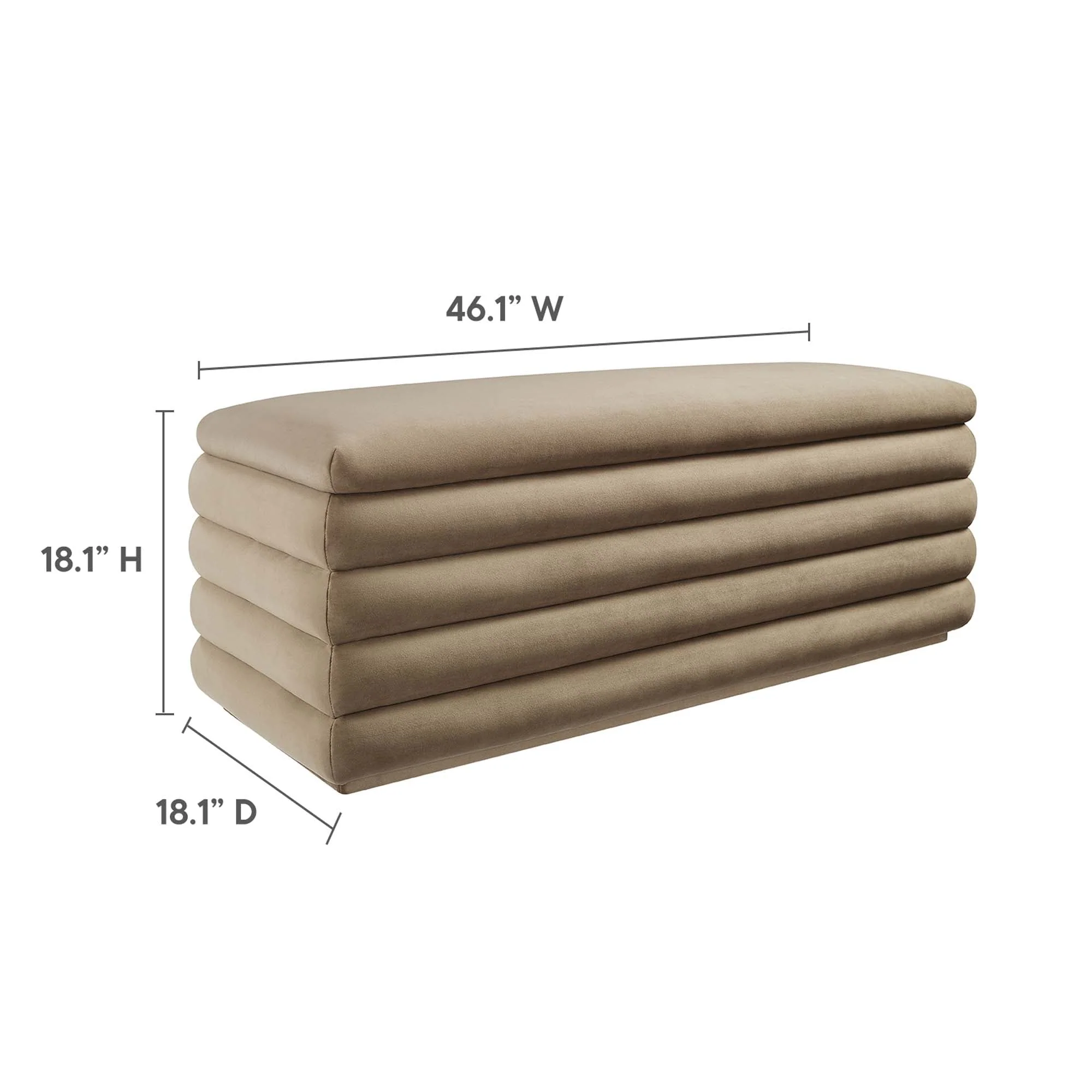 46 Inch Performance Velvet Storage Bench with Vertical Channel Tufting - Image 3
