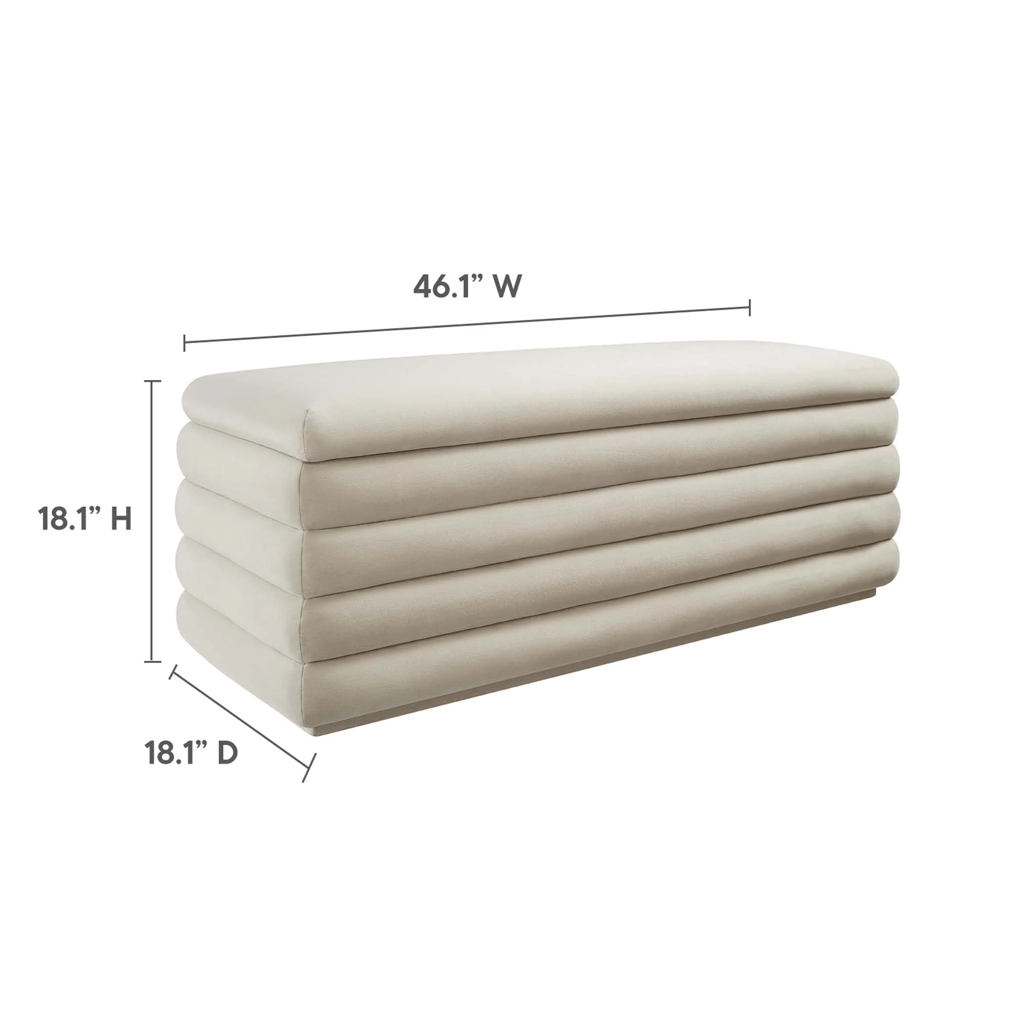 46 Inch Performance Velvet Storage Bench with Vertical Channel Tufting - Image 9