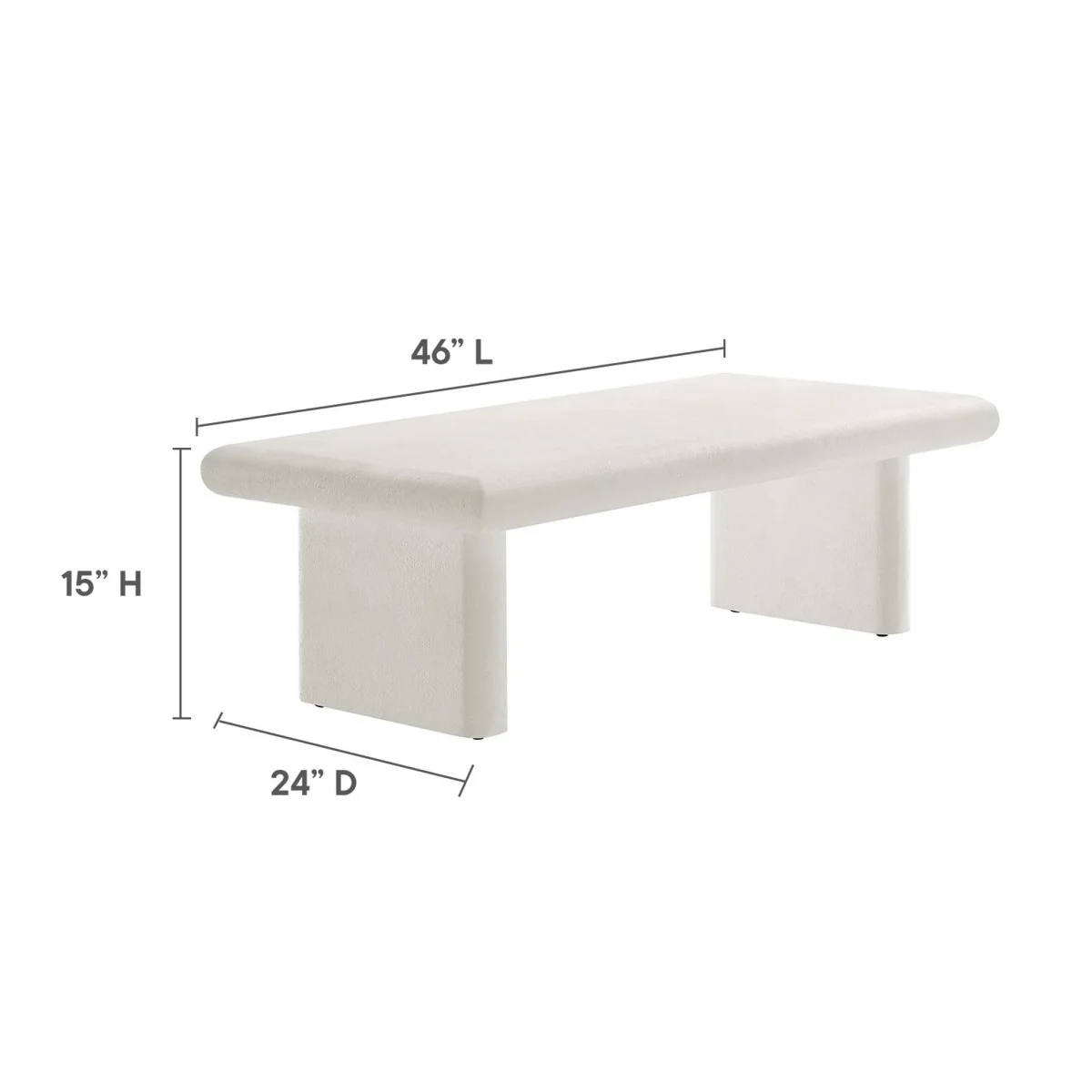 46 Inch Textured Concrete Minimalist Coffee Table - Image 10