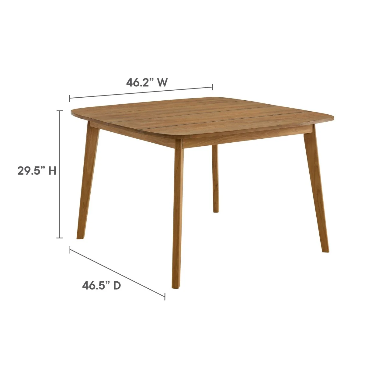 46" Natural Teak Square Outdoor Dining Table with Rounded Corners - Image 3