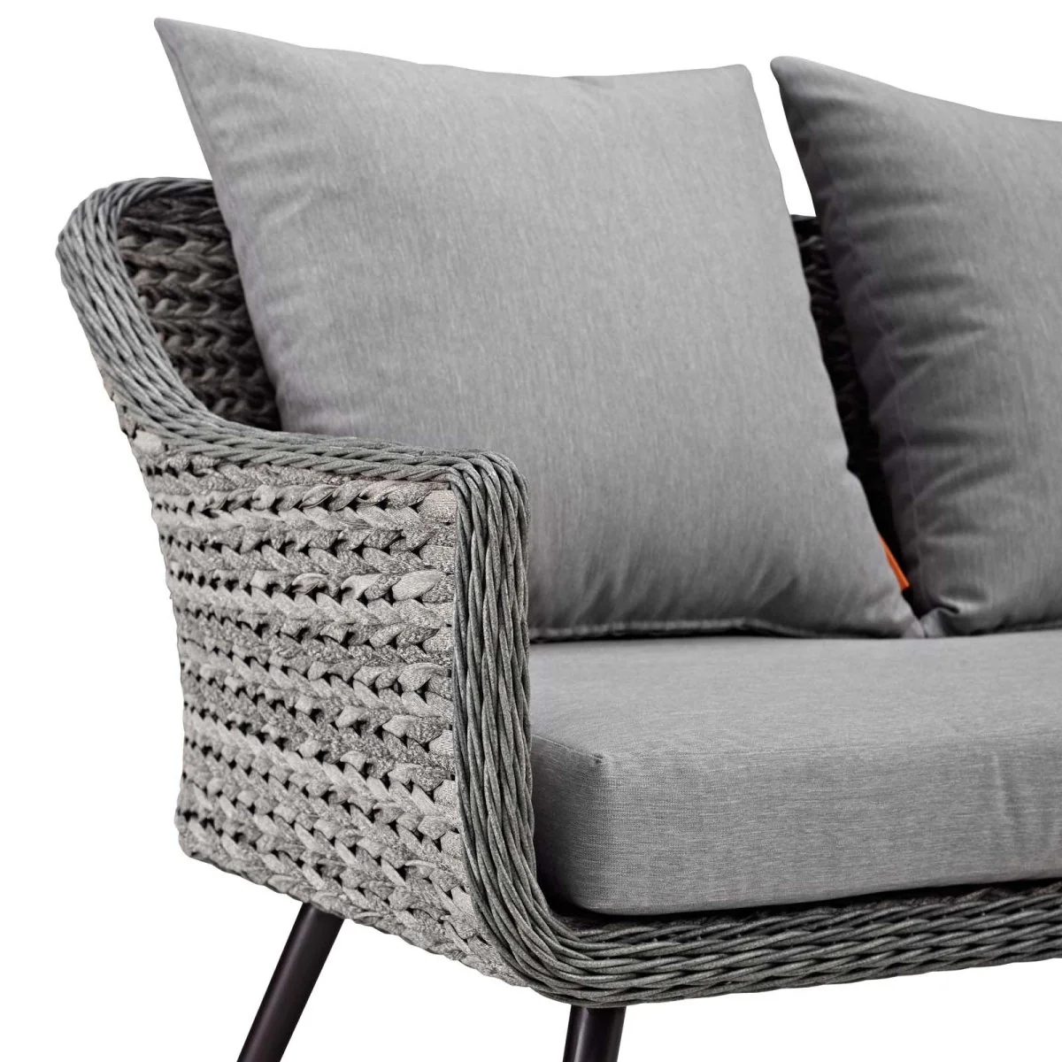 47" Gray Outdoor Patio Loveseat – Wicker Rattan and Aluminum Frame - Image 4