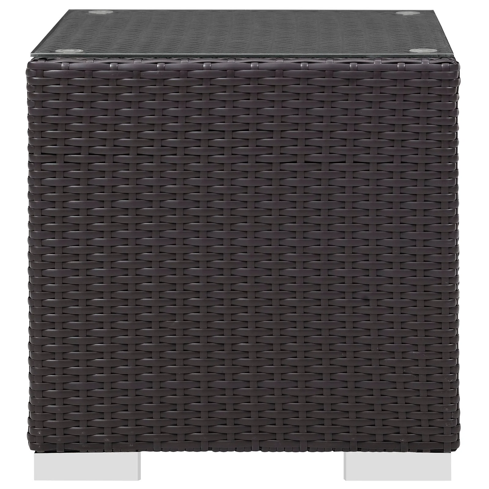18" Espresso Wicker Rattan Outdoor Patio Side Table - Image 2