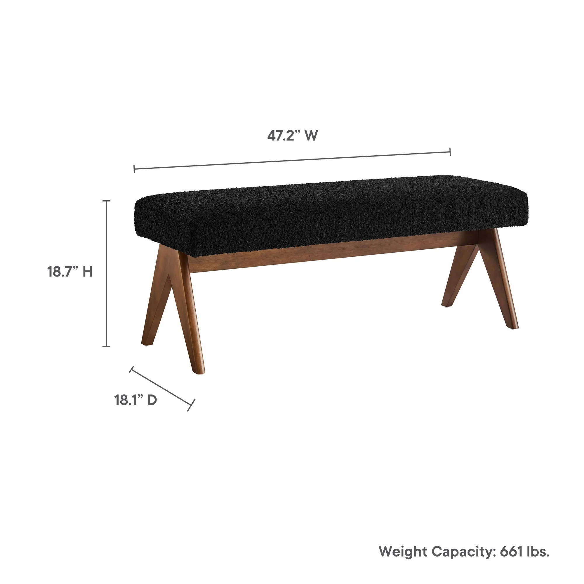 47 Inch Boucle Upholstered Accent Bench with Splayed Rubberwood Legs - Image 38