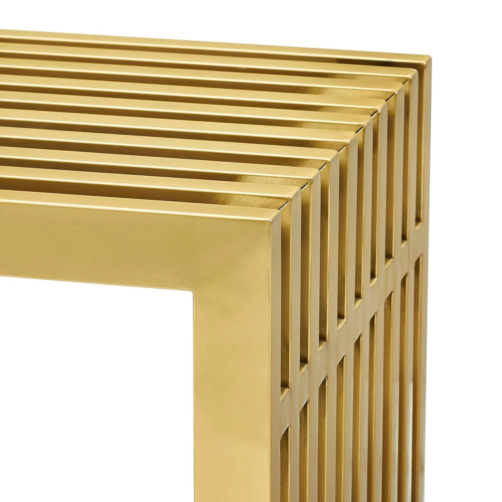 47 Inch Gold Stainless Steel Tubular Bench with Linear Conduit Design - Image 5