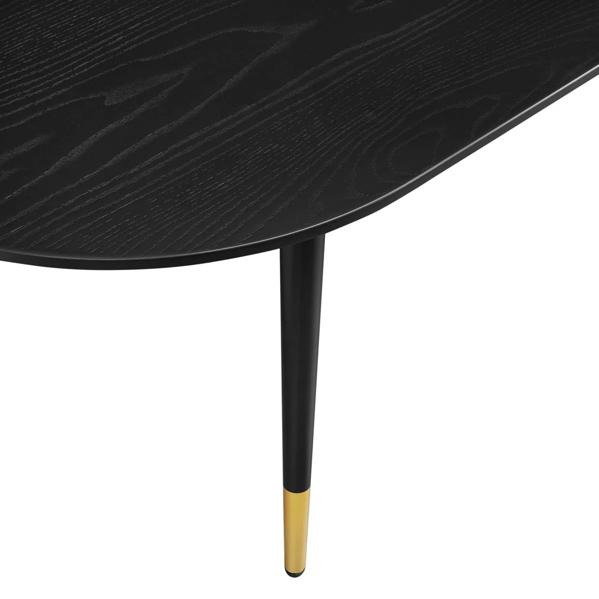 47 Inch Mid-Century Oval Coffee Table with Gold Accents in Black - Image 6