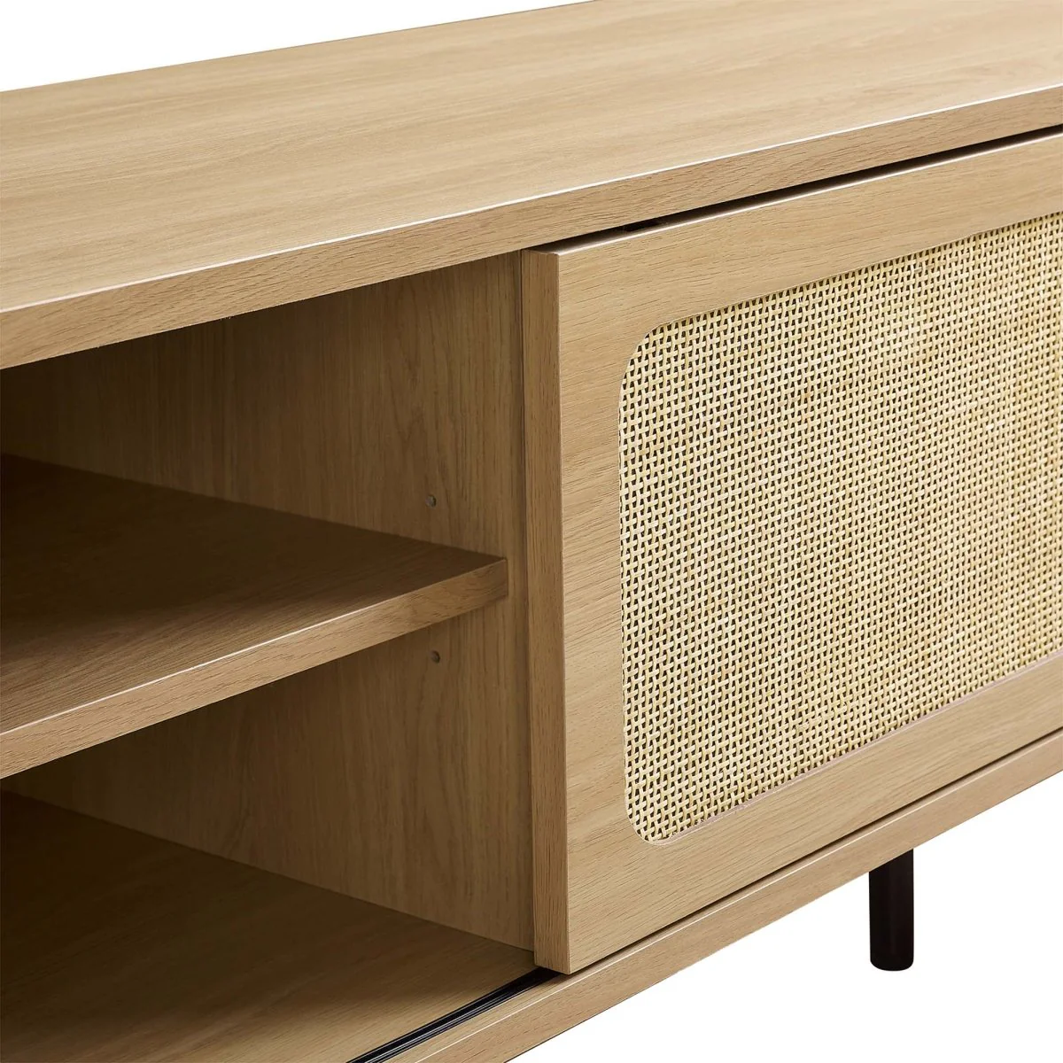 47 Inch Modern Rattan Sliding Door TV Stand - Image 11