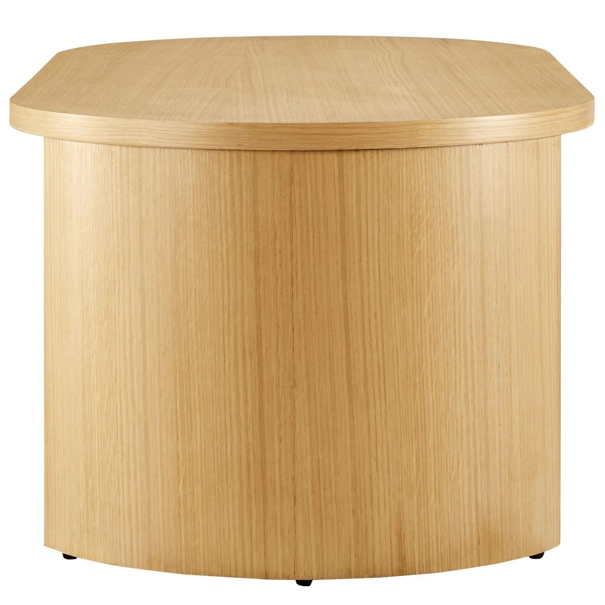 47 Inch Oval Wood Coffee Table with Reversible Arched Legs in Oak - Image 6