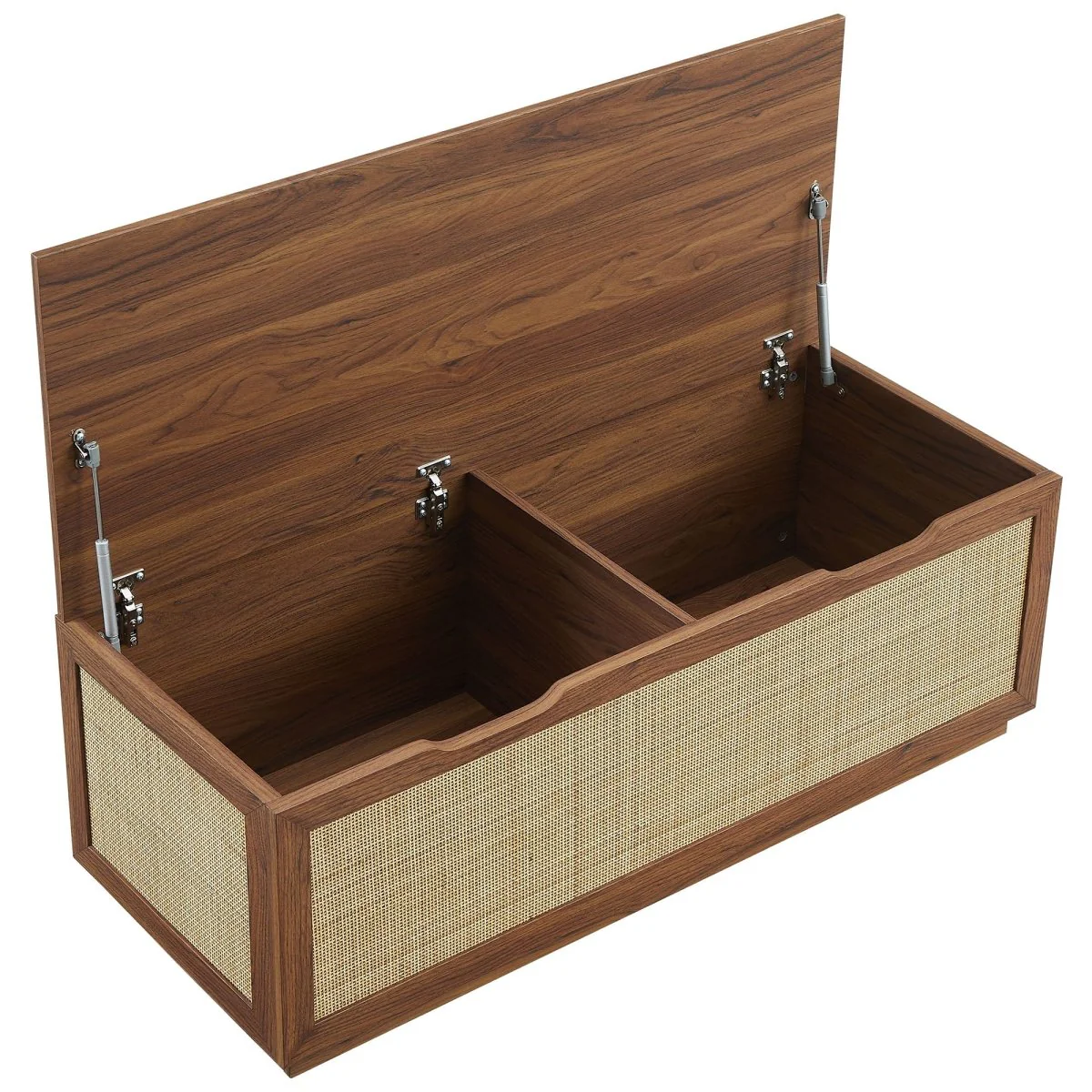 47 Inch Streamlined Faux Rattan Storage Bench - Image 5
