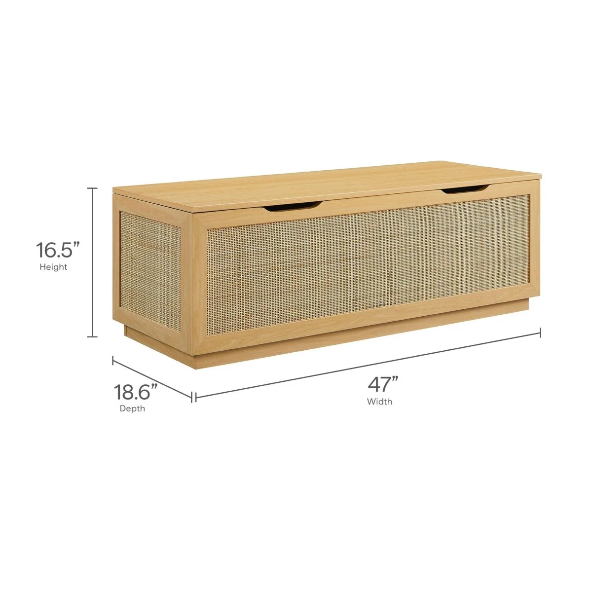 47 Inch Streamlined Faux Rattan Storage Bench - Image 9