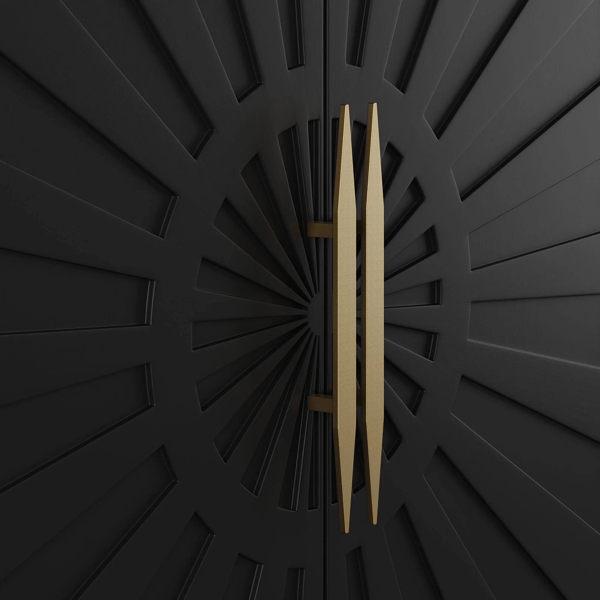 47 Inch Sunburst Design Wood Veneer Accent Cabinet with Gold Metal Base - Image 7