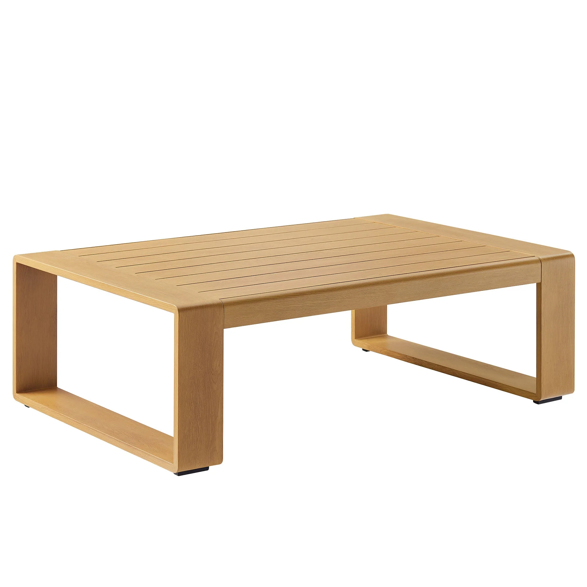 47" Natural Aluminum Faux Wood Outdoor Patio Coffee Table