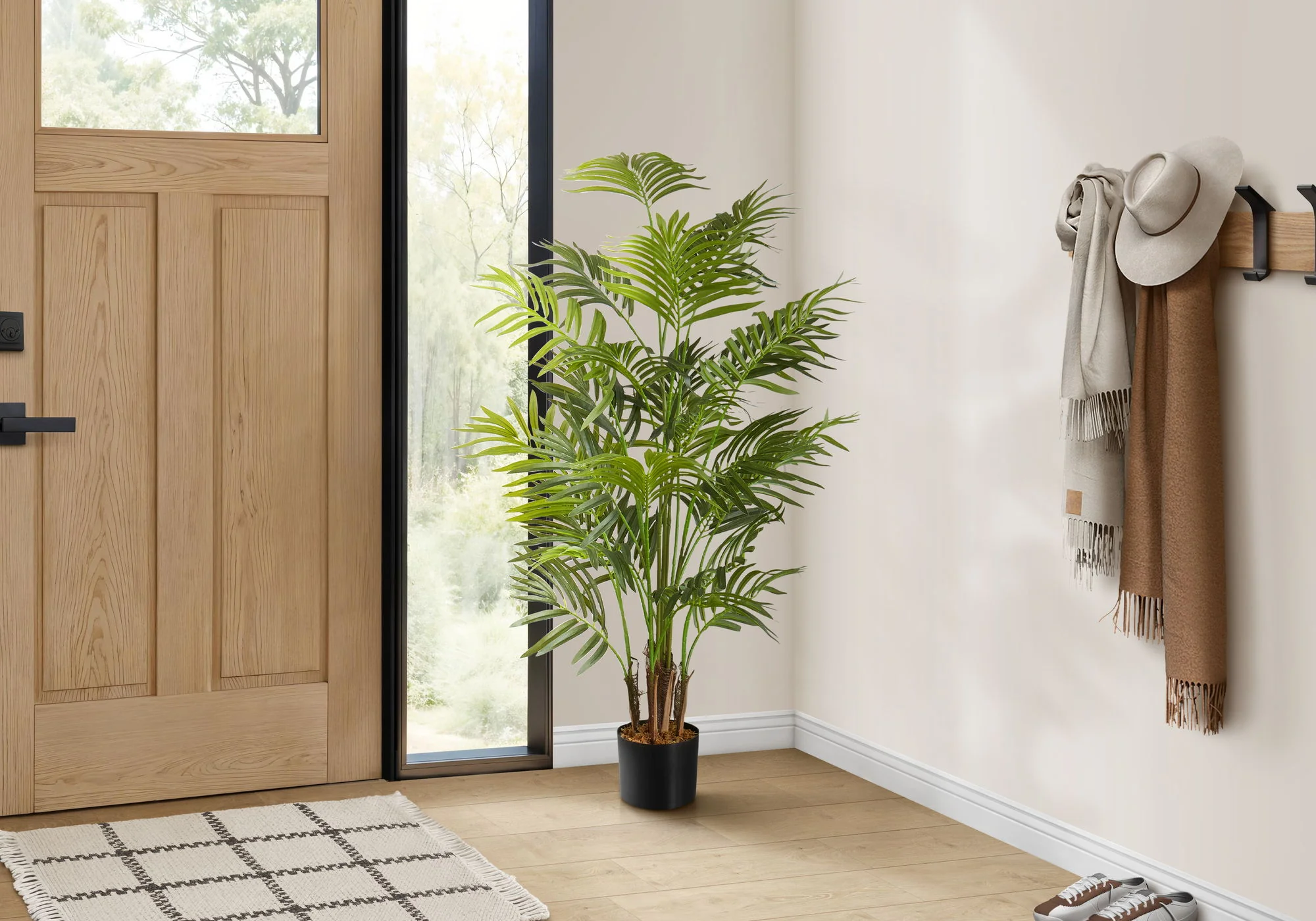 47" Tall, Artificial Plant, Areca Palm Tree, Indoor, Faux, Fake, Floor, Greenery, Potted, Real Touch, Decorative - Green / Black