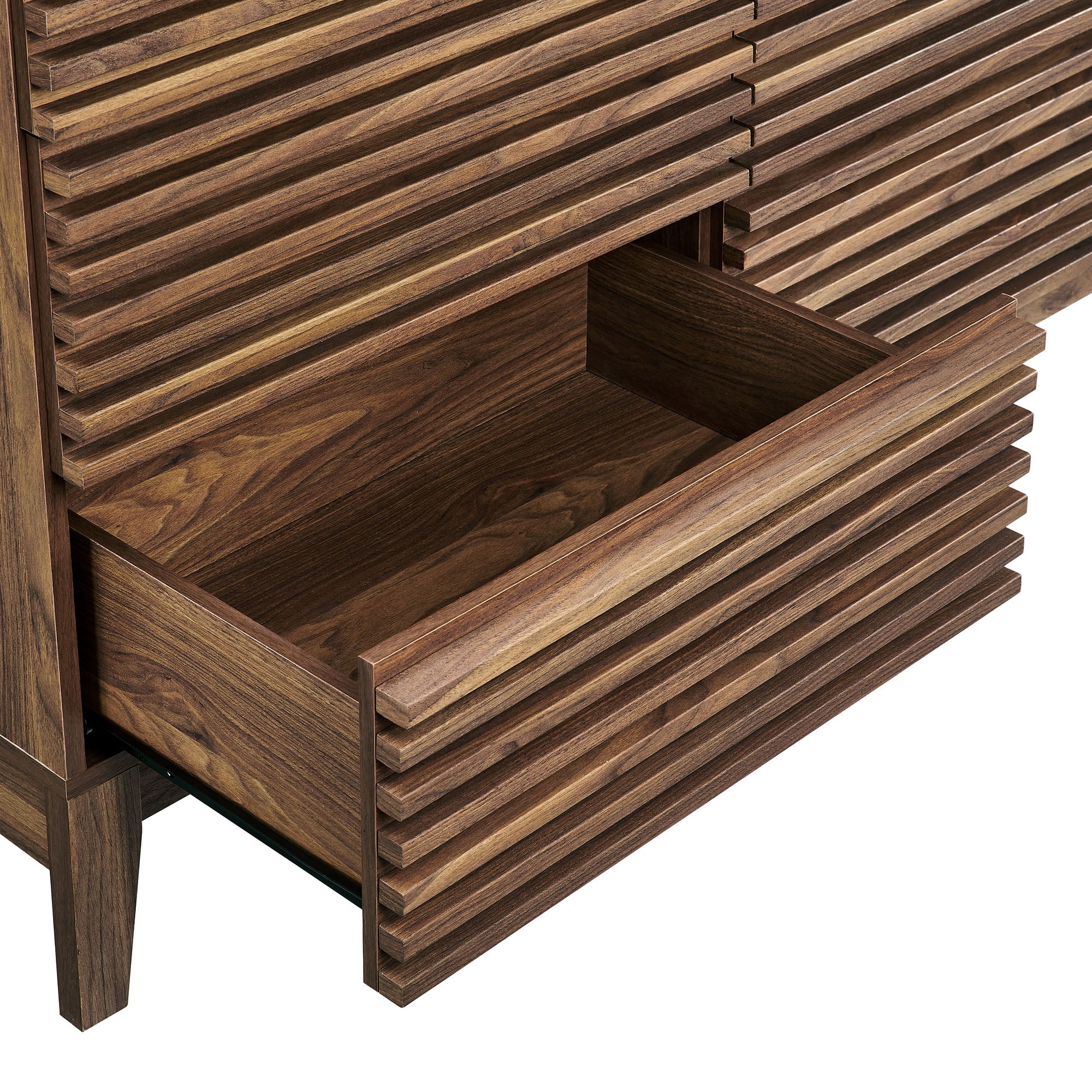 47" Walnut Slatted 6-Drawer Mid-Century Dresser - Image 7