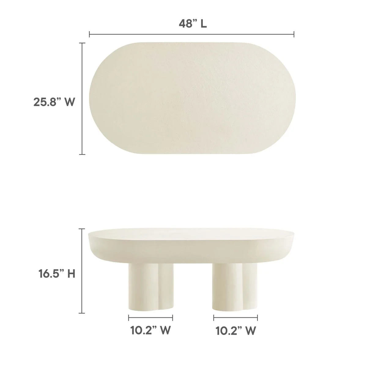 48 Inch Striking Oval Concrete Overlay Coffee Table - Image 3