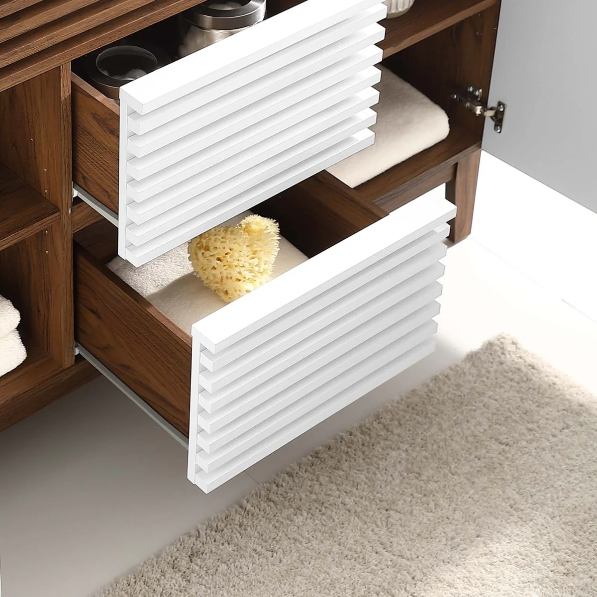 48" Mid-Century Bathroom Vanity Cabinet – Sink Compatible, Stylish Storage Cabinet - Image 58