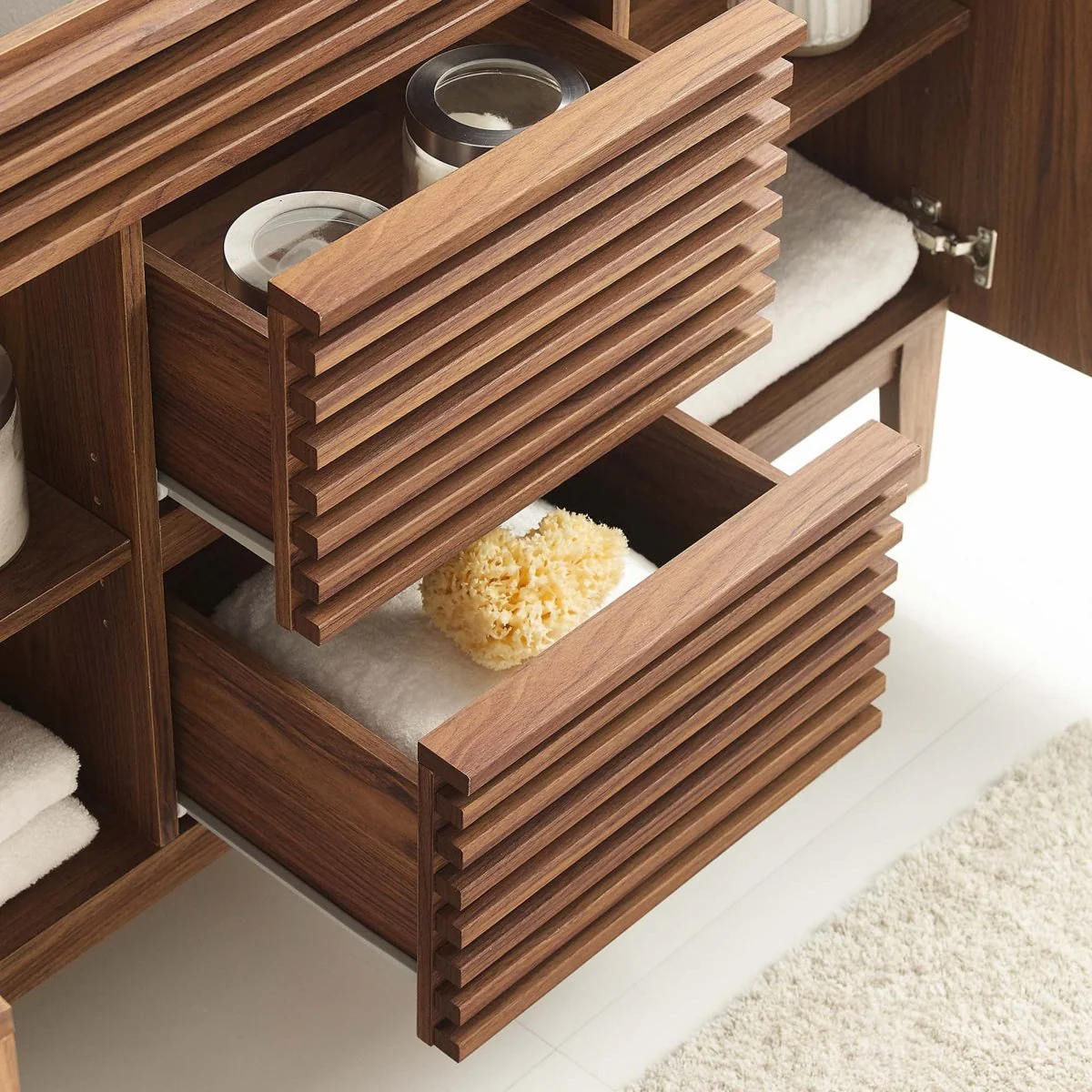 48" Mid-Century Bathroom Vanity Cabinet – Sink Compatible, Stylish Storage Cabinet - Image 93