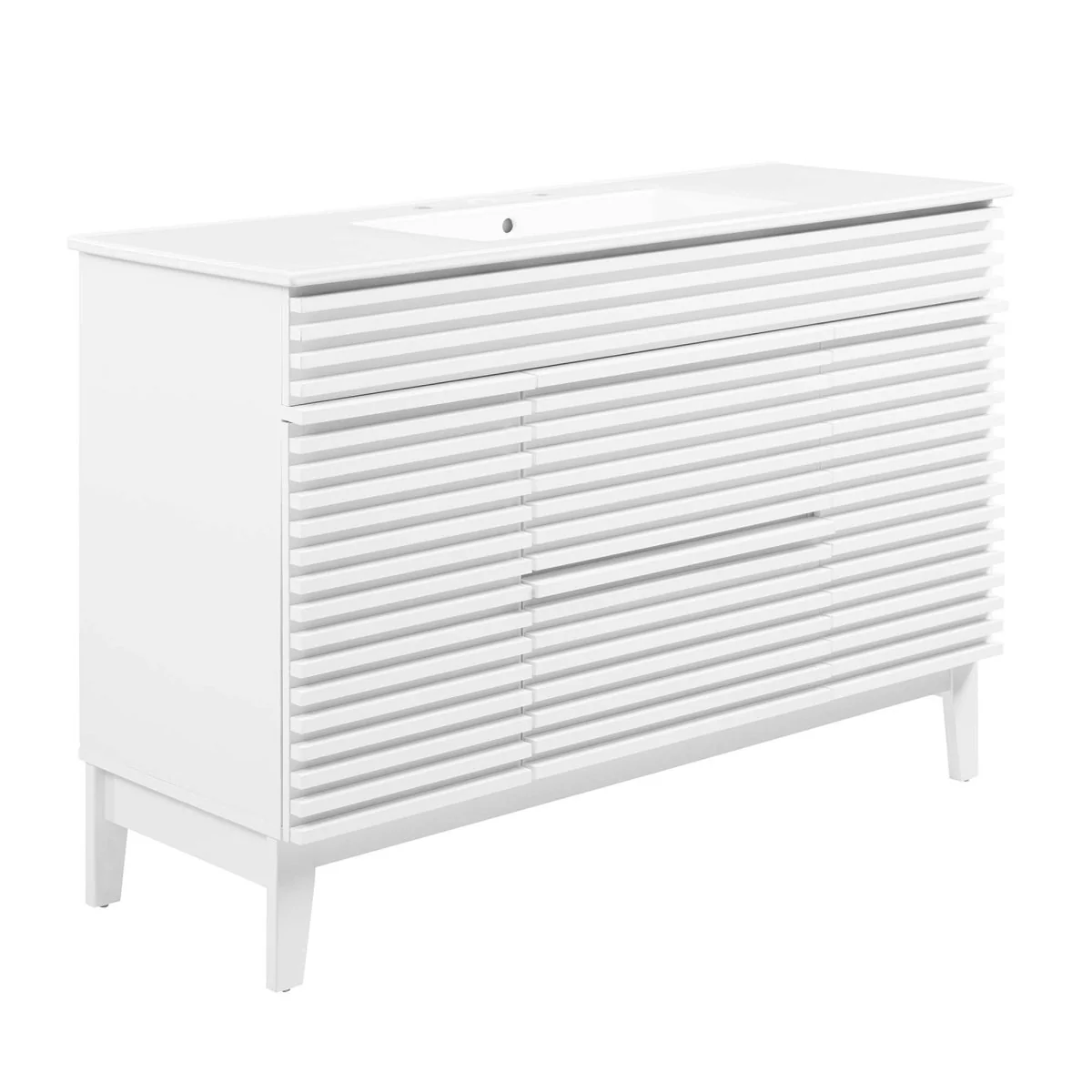 48" Mid-Century Bathroom Vanity with Sink(s) – Wood-Style Vanity Cabinet