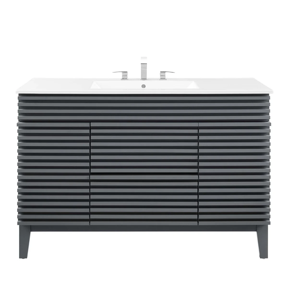 48" Mid-Century Bathroom Vanity with Sink(s) – Wood-Style Vanity Cabinet - Image 28