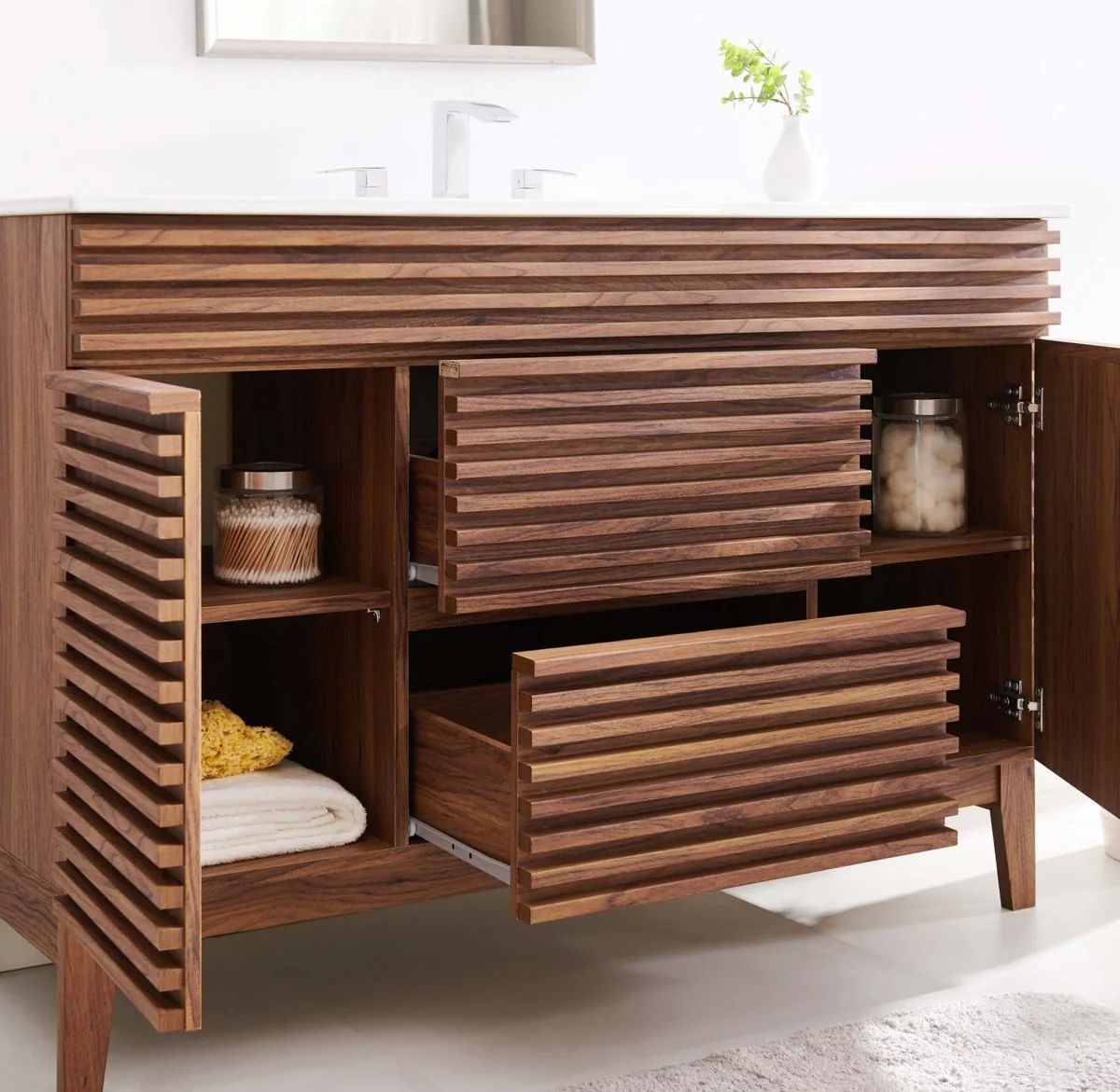 48" Mid-Century Bathroom Vanity with Sink(s) – Wood-Style Vanity Cabinet - Image 35