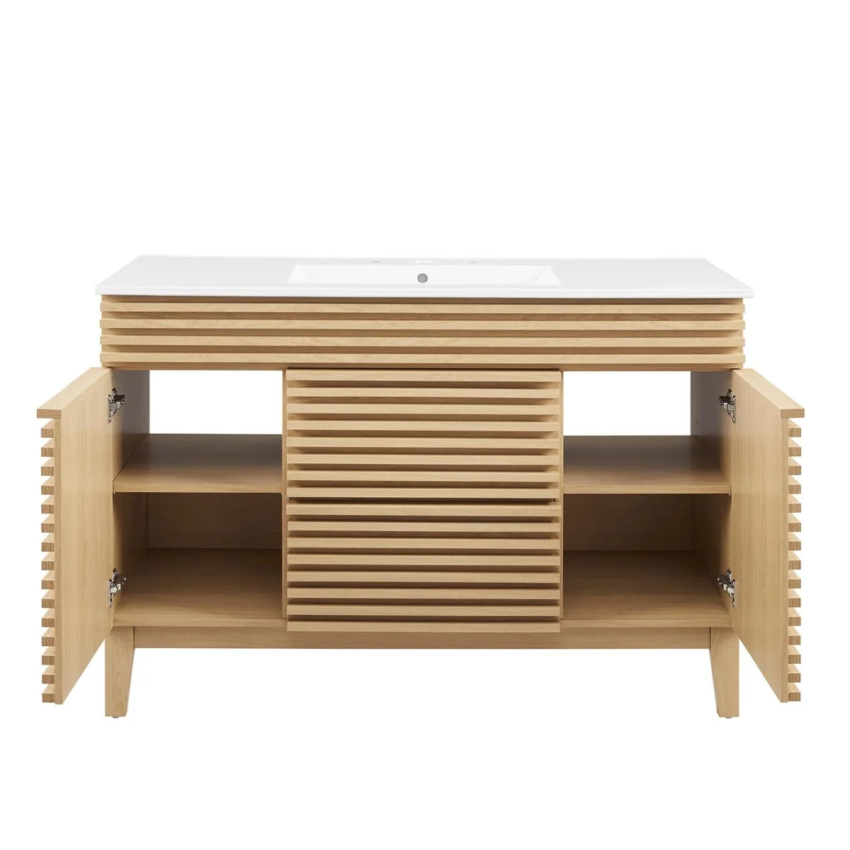 48" Mid-Century Bathroom Vanity with Sink(s) – Wood-Style Vanity Cabinet - Image 52