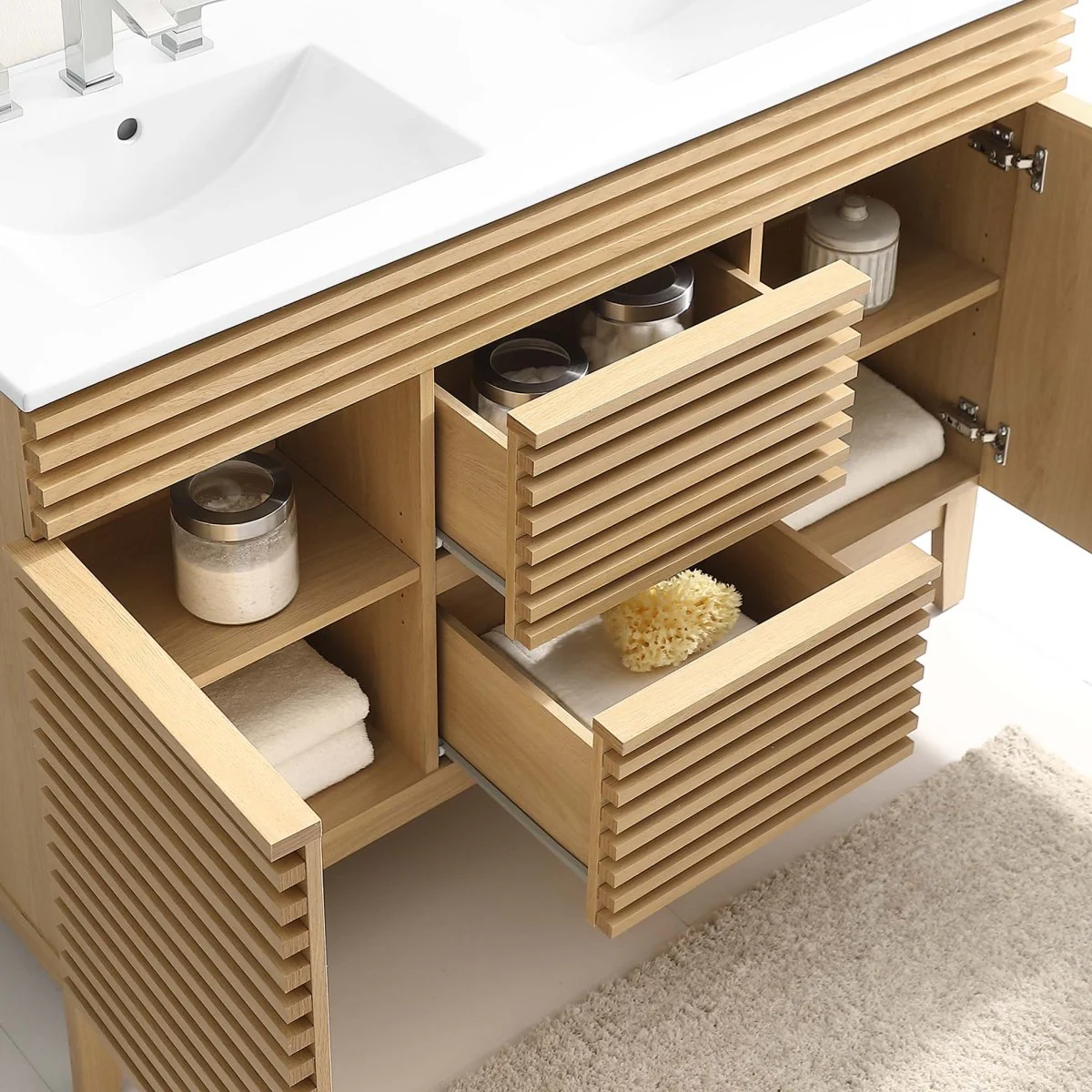 48" Mid-Century Bathroom Vanity with Sink(s) – Wood-Style Vanity Cabinet - Image 59
