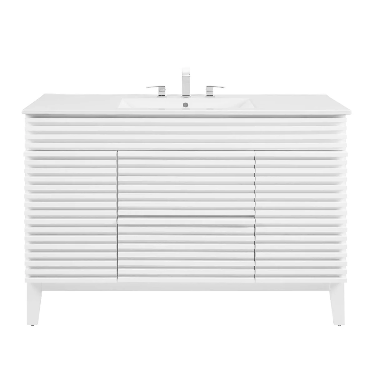 48" Mid-Century Bathroom Vanity with Sink(s) – Wood-Style Vanity Cabinet - Image 6