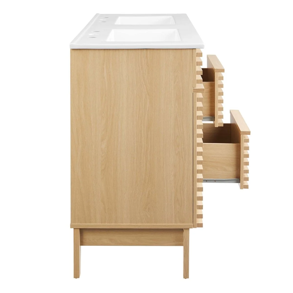 48" Mid-Century Bathroom Vanity with Sink(s) – Wood-Style Vanity Cabinet - Image 61
