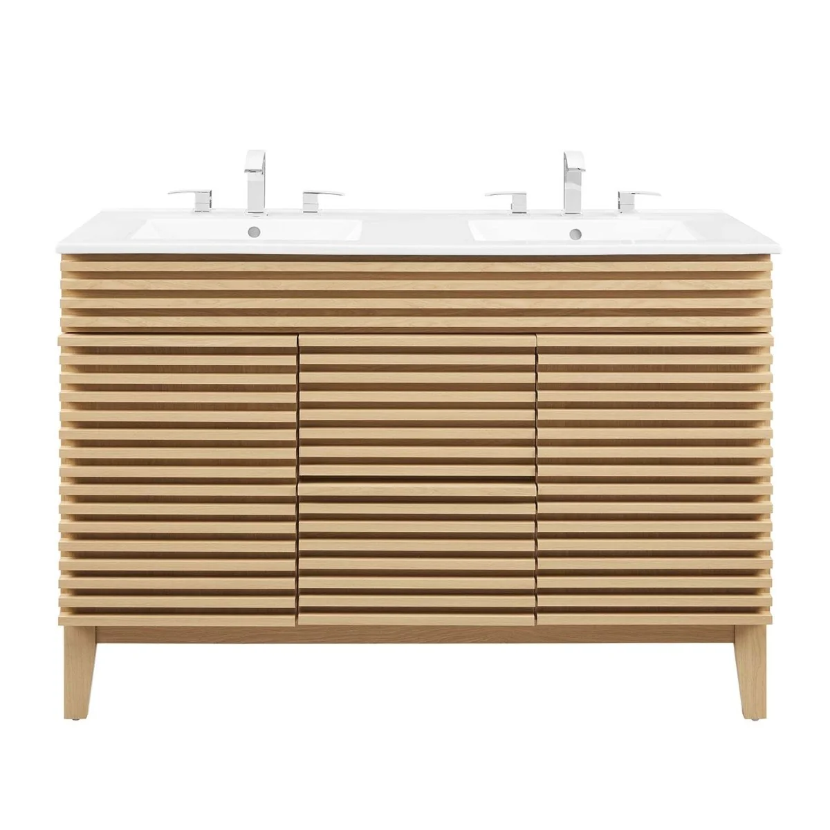 48" Mid-Century Bathroom Vanity with Sink(s) – Wood-Style Vanity Cabinet - Image 62