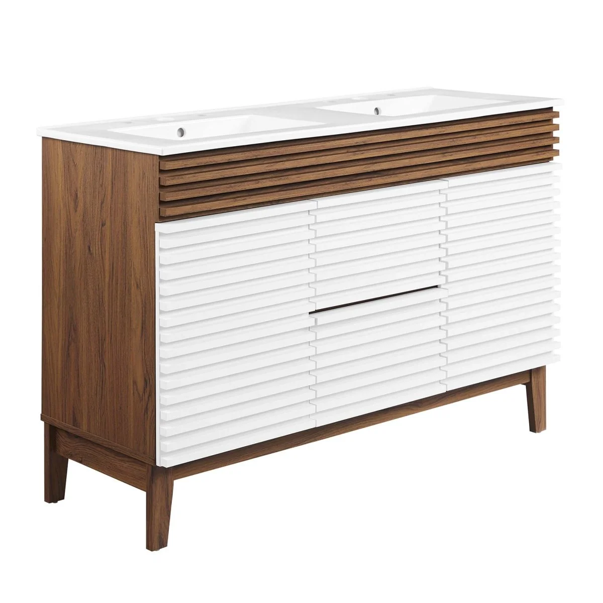 48" Mid-Century Bathroom Vanity with Sink(s) – Wood-Style Vanity Cabinet - Image 91