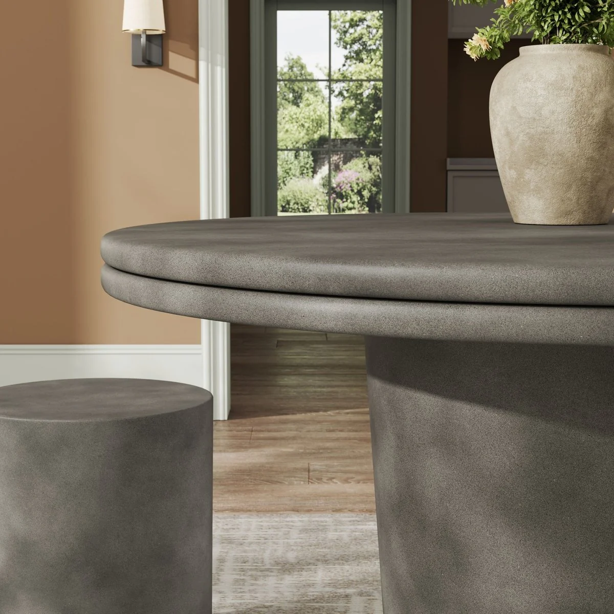 48" Round Concrete Indoor Outdoor Dining Table for Patio, Kitchen and Dining Areas - Image 17