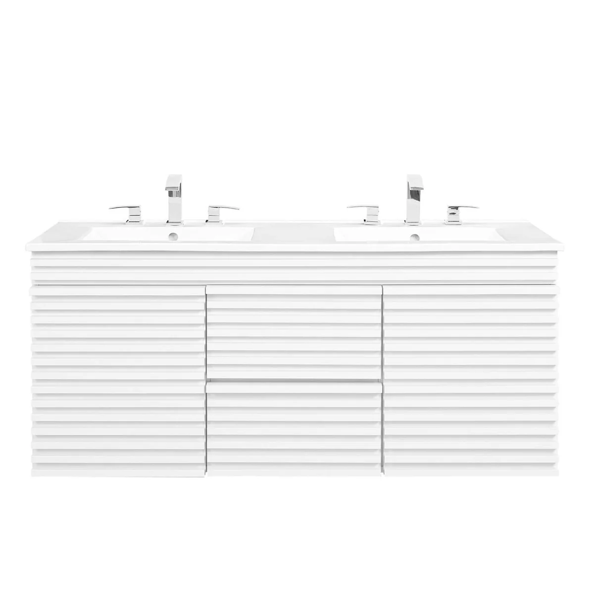 48" Wall-Mount Double Sink Bathroom Vanity — Modern Floating Design with Cabinet Storage - Image 34