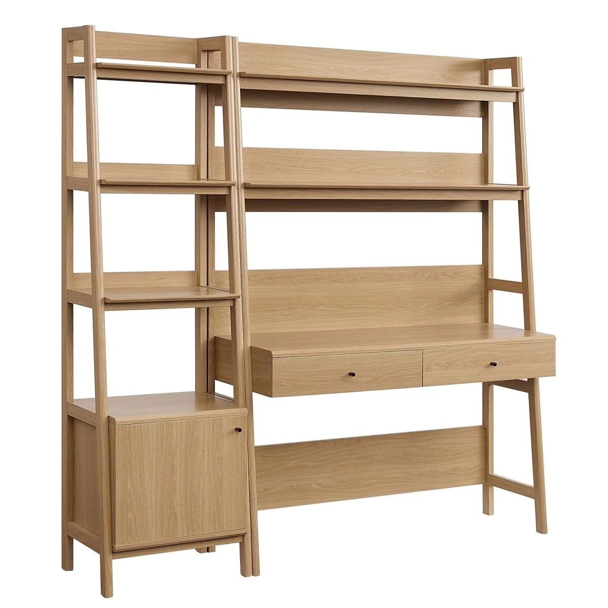 49" and 21" Tiered Wood Office Desk and Bookshelf - Set of 2