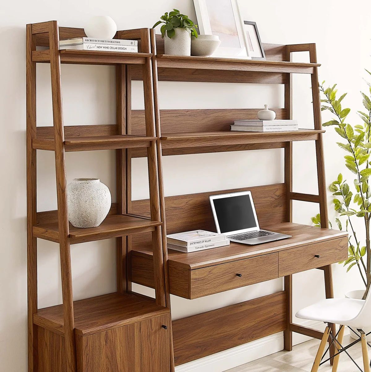 49" and 21" Tiered Wood Office Desk and Bookshelf - Set of 2 - Image 10