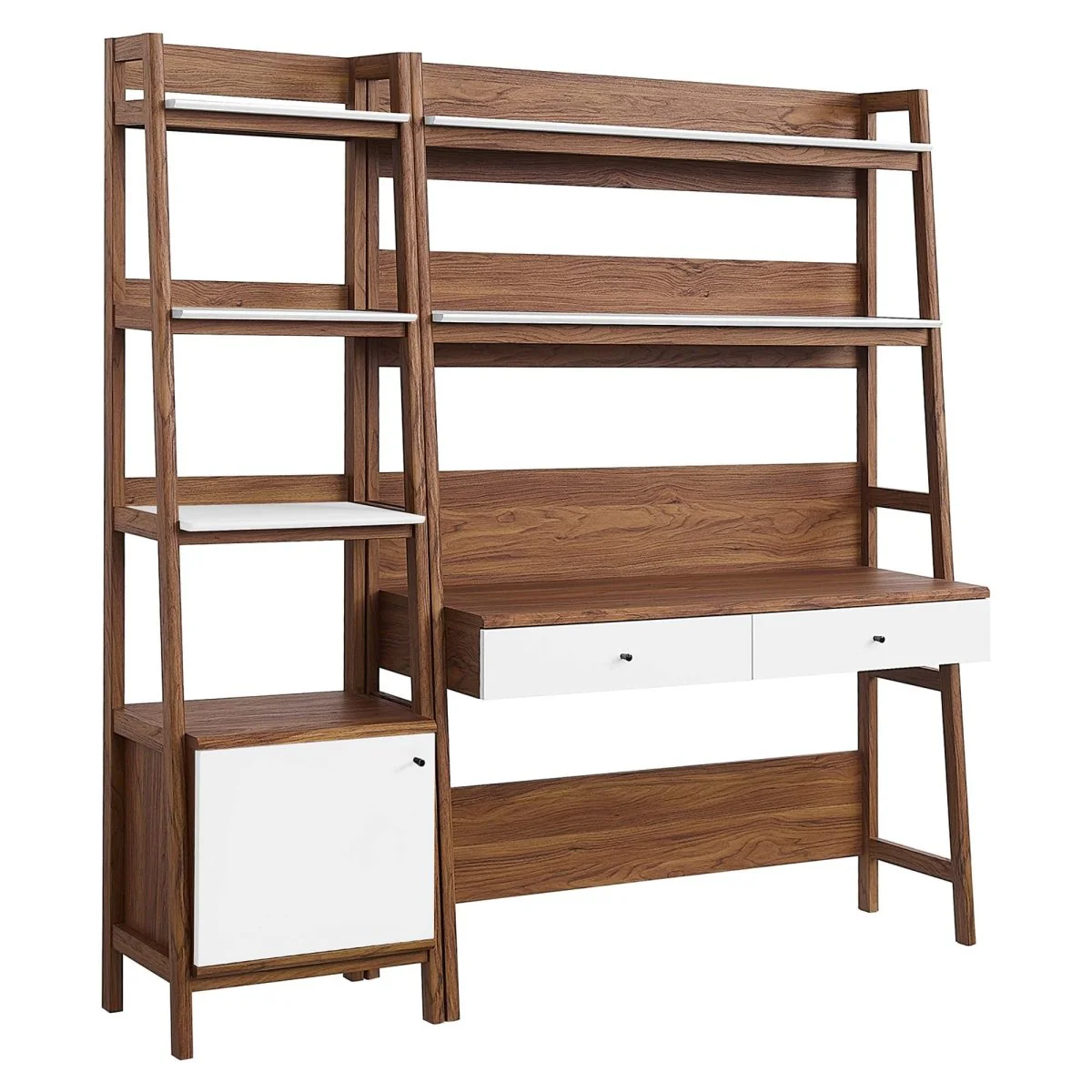 49" and 21" Tiered Wood Office Desk and Bookshelf - Set of 2 - Image 11