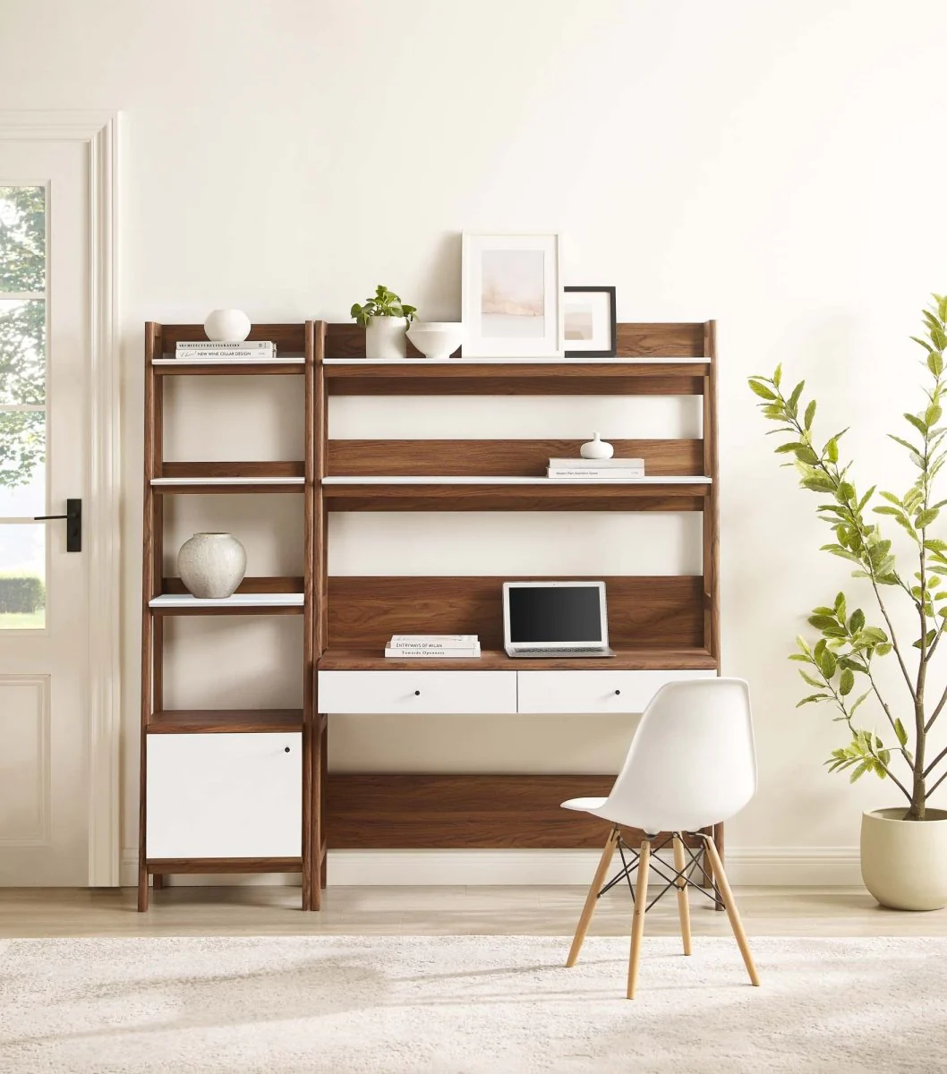 49" and 21" Tiered Wood Office Desk and Bookshelf - Set of 2 - Image 13