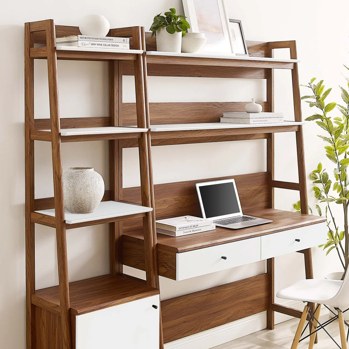 49" and 21" Tiered Wood Office Desk and Bookshelf - Set of 2 - Image 15