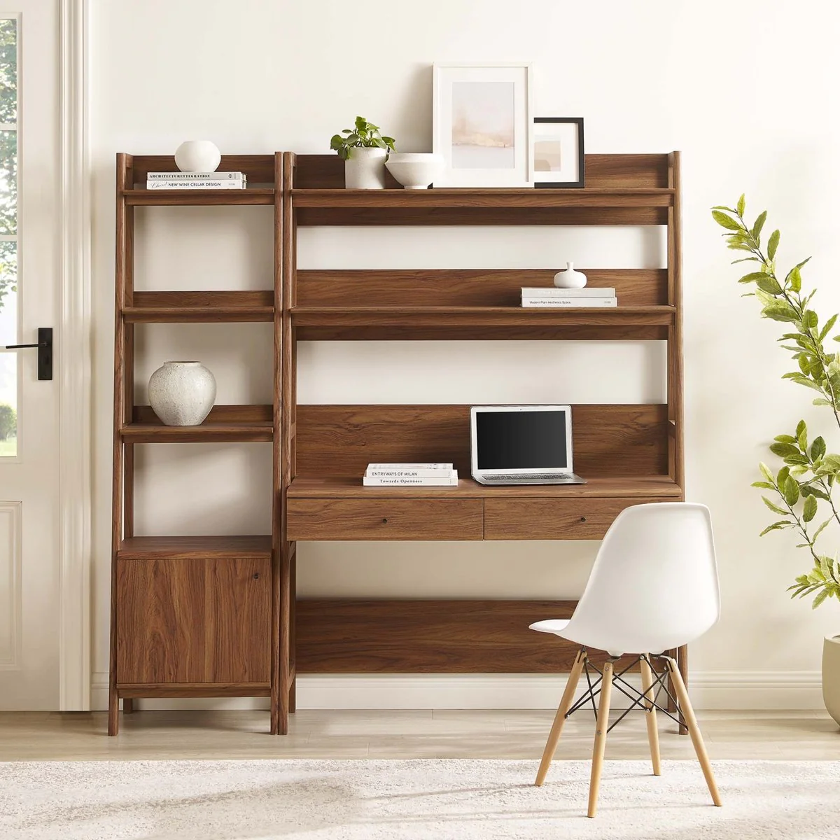 49" and 21" Tiered Wood Office Desk and Bookshelf - Set of 2 - Image 7