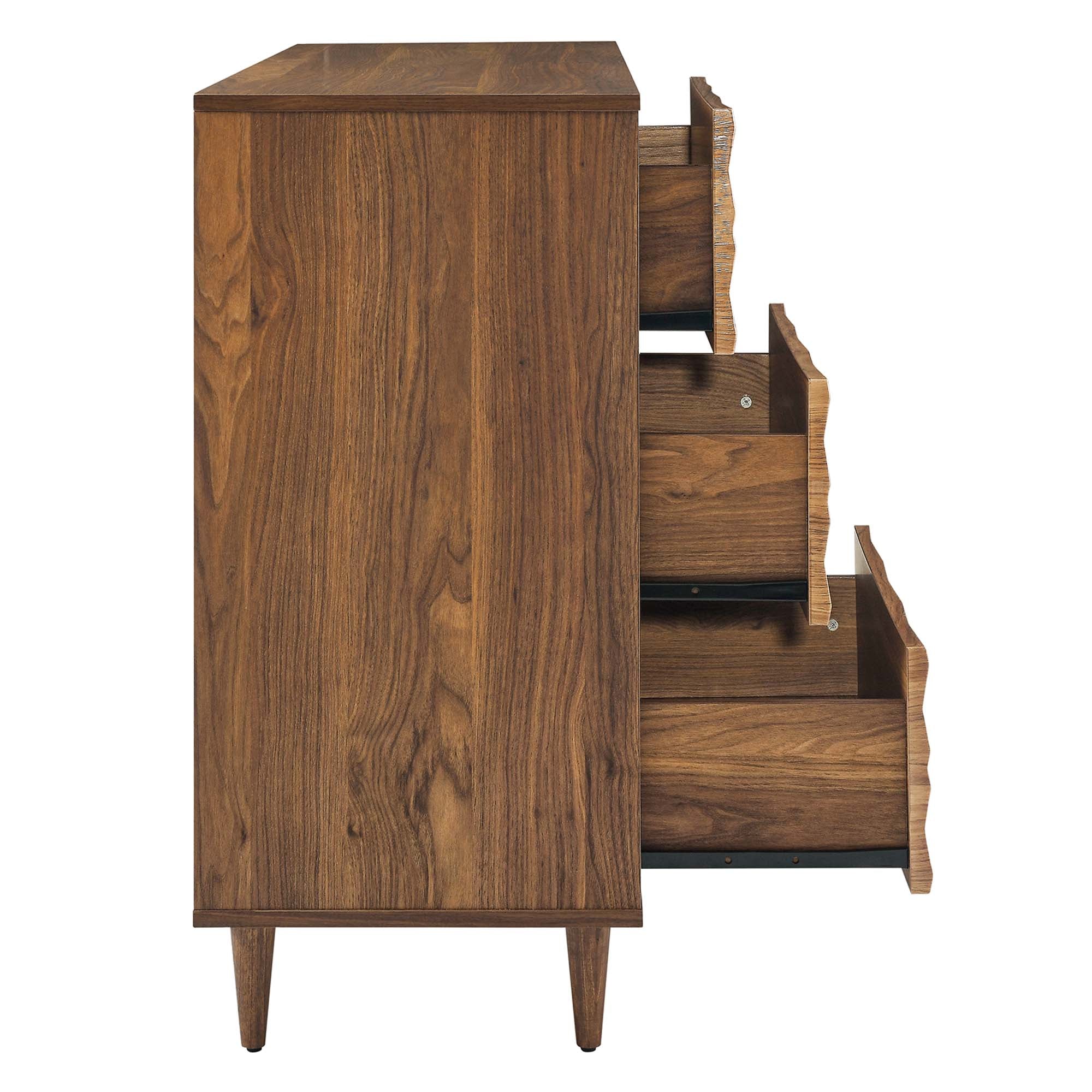 49" Oak White Grooved Wave 6-Drawer Bedroom Dresser - Image 15