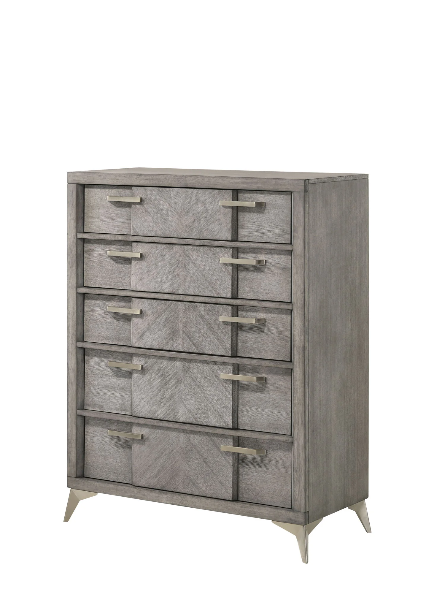 5 Drawer Chest Book Matched Veneers - Gray - Image 3