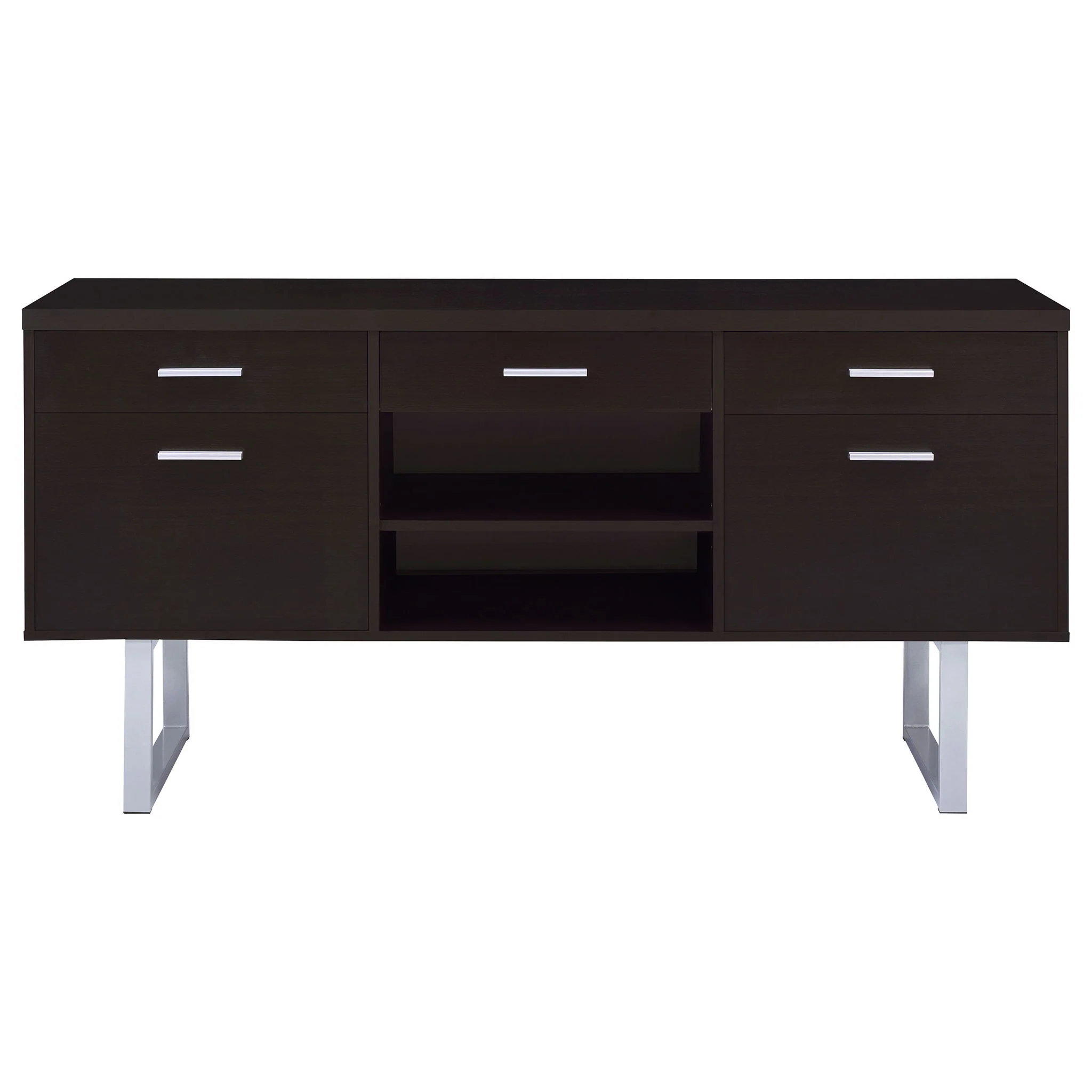 5 Drawer Credenza With Open Shelving - Cappuccino - Image 5