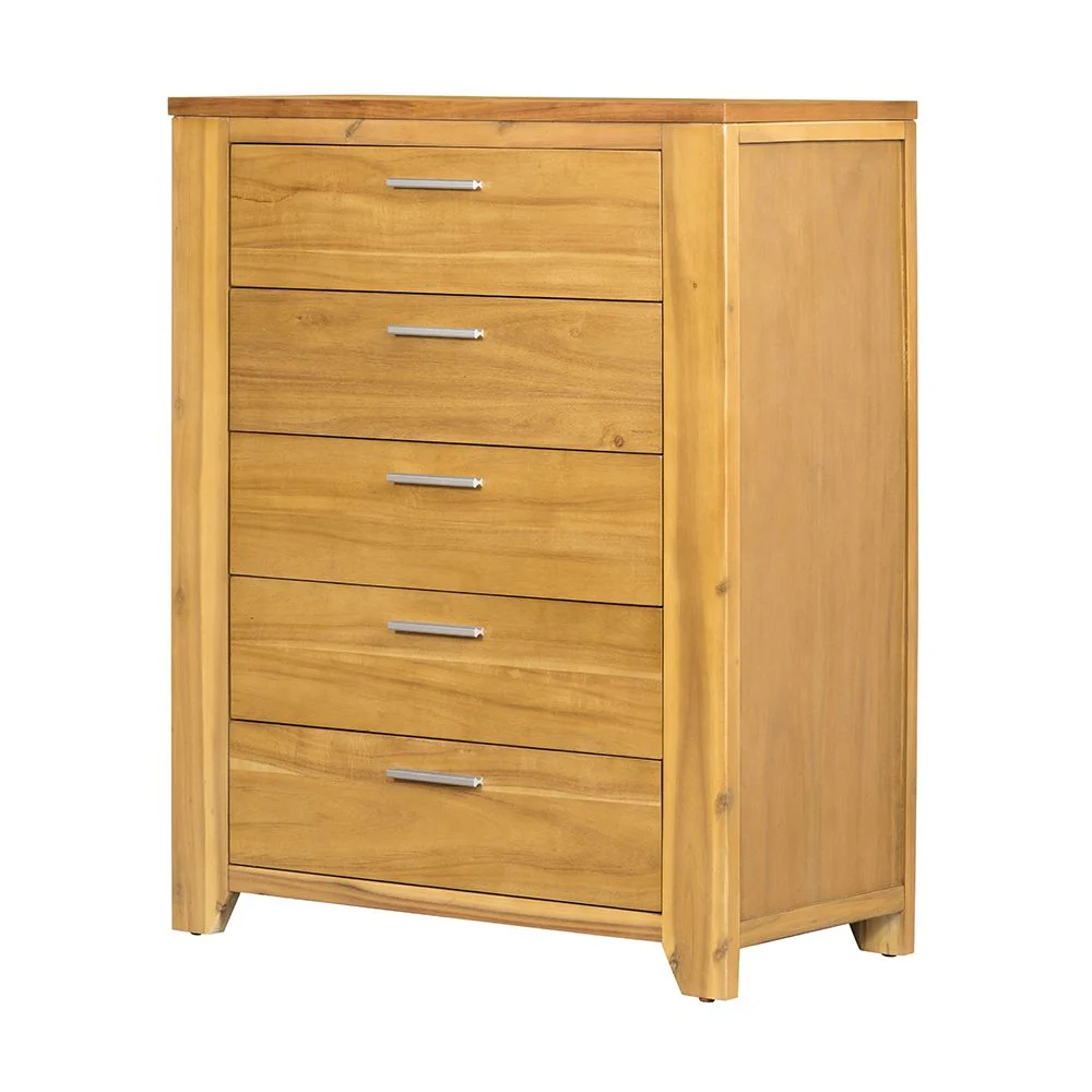 5 Drawer Dresser - Natural Wood / Brown - Image 7