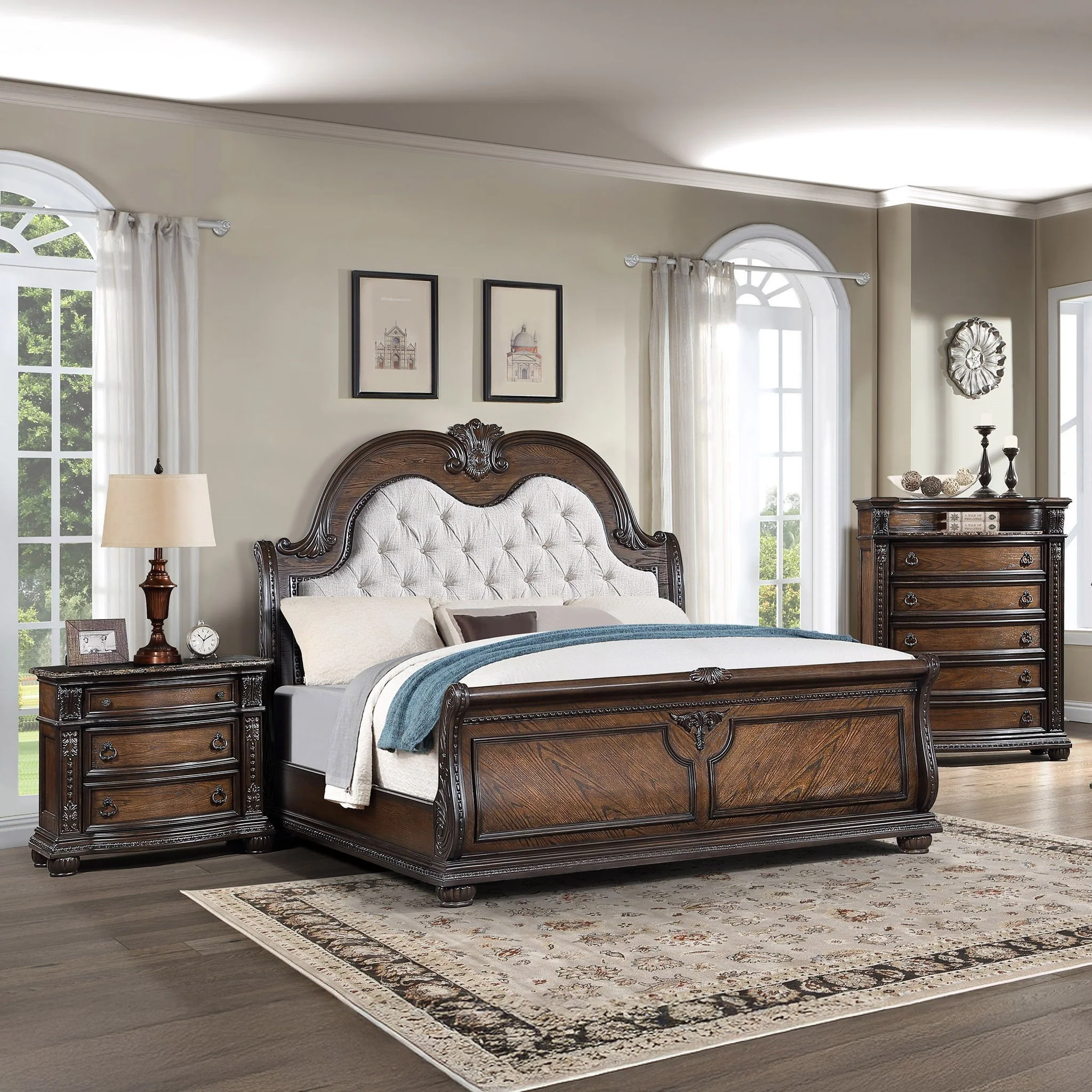 5 Drawer Tall Chest - Brown / Coffee - Image 5