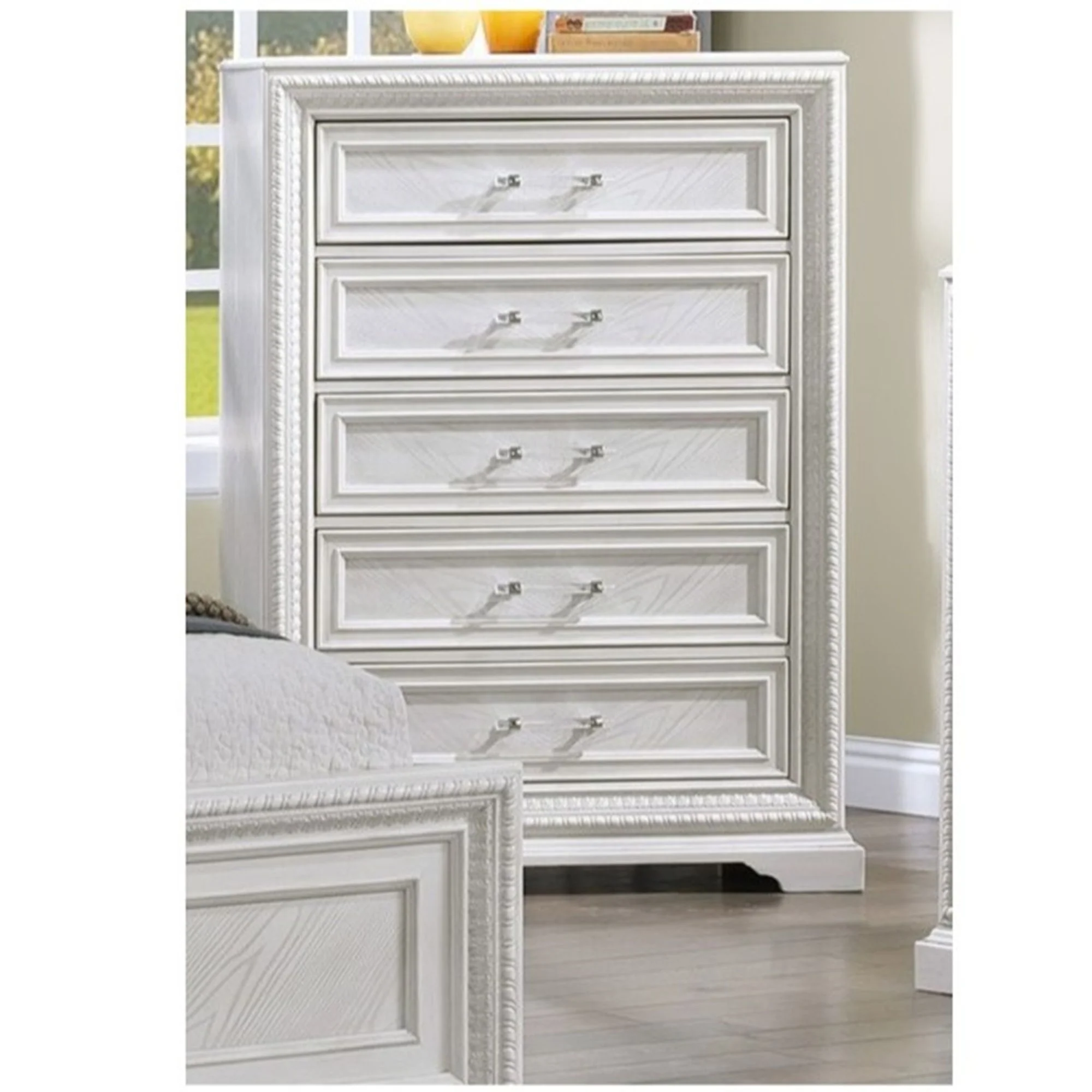 5 Drawer Tall Storage Chest - Antique White - Image 2