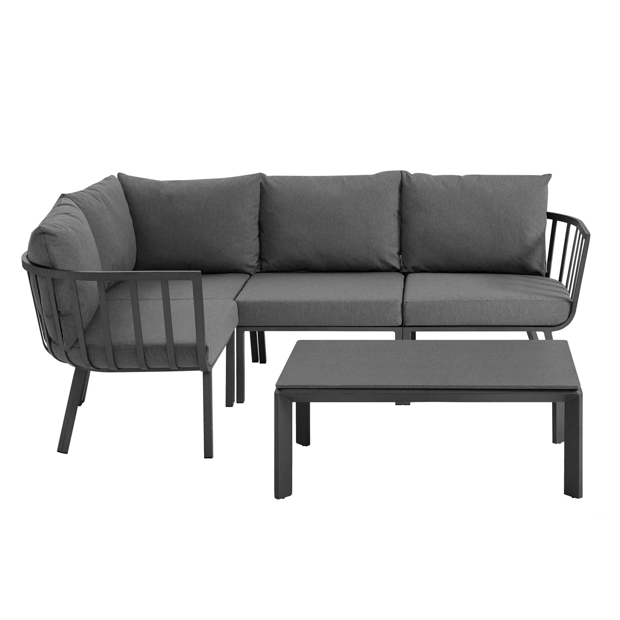 5-Piece Aluminum Outdoor Patio Sectional Sofa Set with Cushions and Coffee Table - Image 49