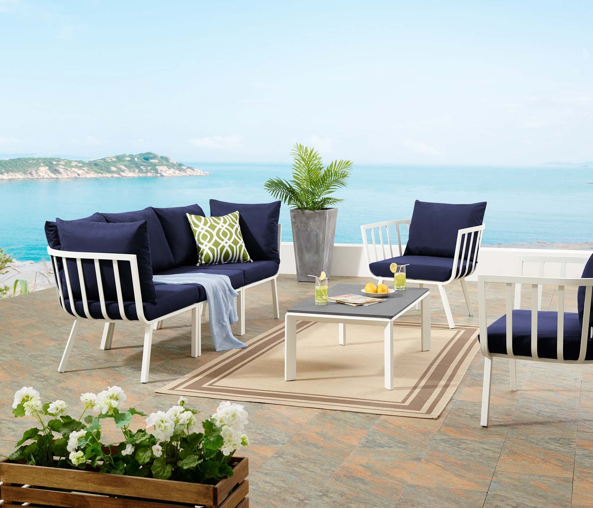 5-Piece Aluminum Outdoor Patio Sofa Set, Modular Sectional Seating with Cushions - Image 18