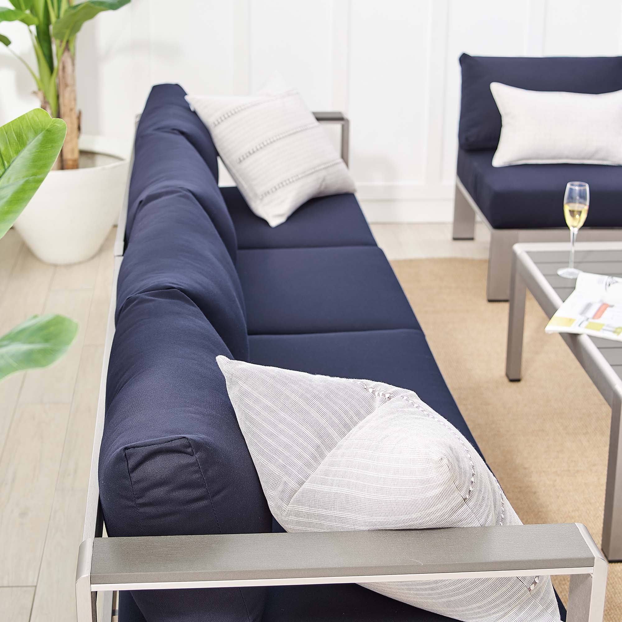 5-Piece Aluminum Outdoor Sectional Sofa Set with Sunbrella Fabric, Weather-Resistant - Image 2