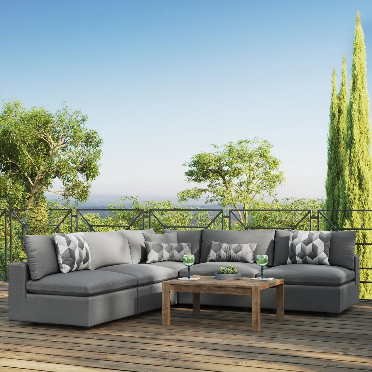 5-Piece Aluminum Outdoor Sectional Sofa Set with Weather-Resistant Cushions - Image 10