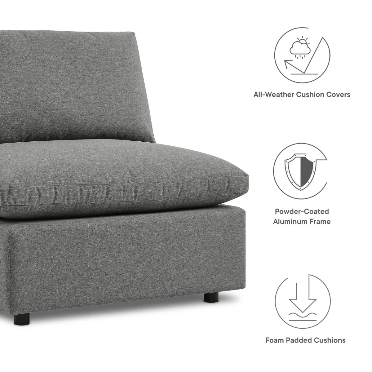 5-Piece Aluminum Outdoor Sectional Sofa Set with Weather-Resistant Cushions - Image 2