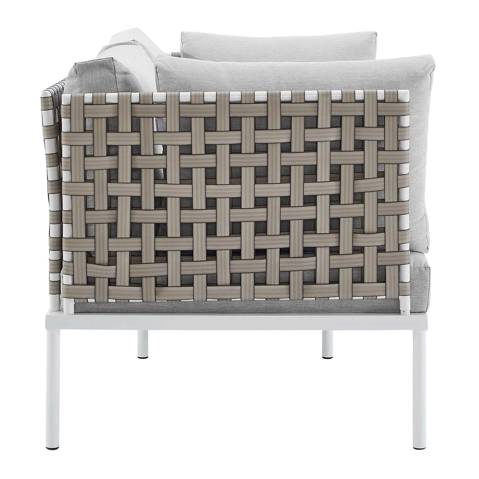 5-Piece Basket Weave Aluminum Patio Seating Set with Sunbrella Cushions - Image 25